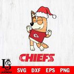 Kansas City Chiefs Bluey Chilli Happy Christmas Svg Eps Dxf Png File, Digital Download