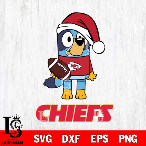 Kansas City Chiefs Bluey Christmas Svg Eps Dxf Png File, Digital Download