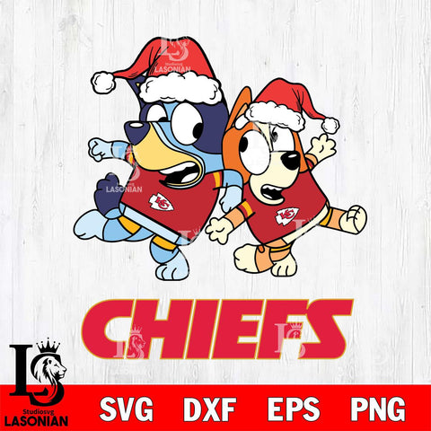 Kansas City Chiefs Bluey Christmas Holiday Svg Eps Dxf Png File, Digital Download