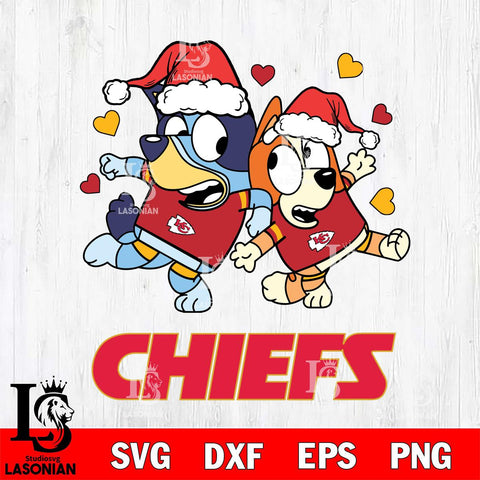 Kansas City Chiefs Bluey Christmas NFL Svg Eps Dxf Png File, Digital Download