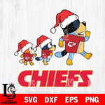 Kansas City Chiefs Bluey Family Christmas Svg Eps Dxf Png File, Digital Download