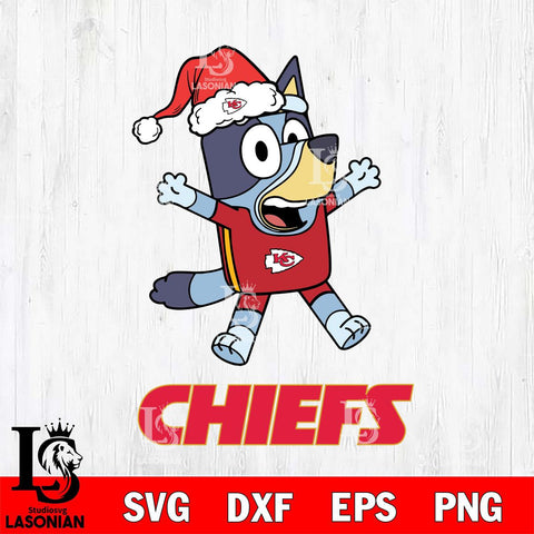 Kansas City Chiefs Bluey Happy Christmas Svg Eps Dxf Png File, Digital Download