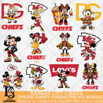 Kansas City Chiefs Disney Characters NFL Bundle 12 Svg Eps Dxf Png File, Digital Download, Instant Download