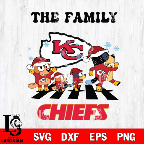 Kansas City Chiefs Family Bluey Christmas Svg Eps Dxf Png File, Digital Download