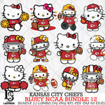 Kansas City Chiefs Hello Kitty NFL Bundle 12 Svg Eps Dxf Png File, Digital Download, Instant Download