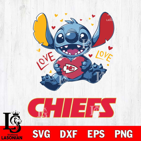 Kansas City Chiefs Love Stitch, Svg Eps Dxf Png File, Digital Download