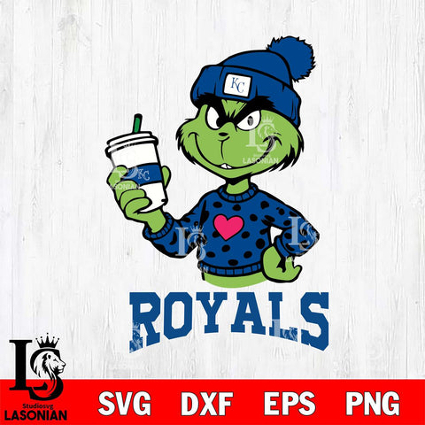 Kansas City Royals Boujee Grinch Heart Christmas Cut Files Cricut, Svg Dxf Eps Png file , Silhouette