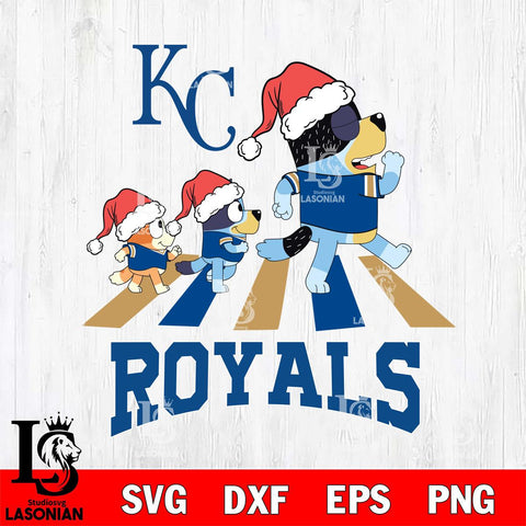 Kansas City Royals Christmas Family Bluey Walking Cricut , Christmas Svg , Bluey svg , Digital Download, dxf eps png pdf file