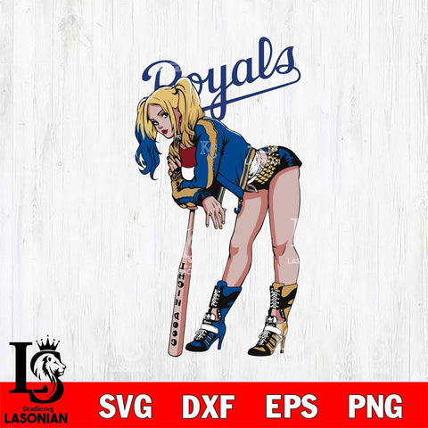 Kansas City Royals Fan Girl Harley Quinn MLB Svg Eps Dxf Png File, Digital Download, Instant Download