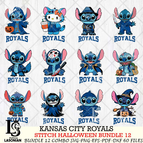 Kansas City Royals Stitch Horror Bundle 12 SVG Svg Eps Dxf Png File, MLB svg, Digital Download, Instant Download