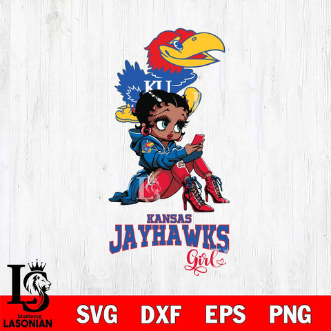 Kansas Jayhawks Beauty Black Fan Girl Football, Svg Eps Dxf Png File, Digital Download