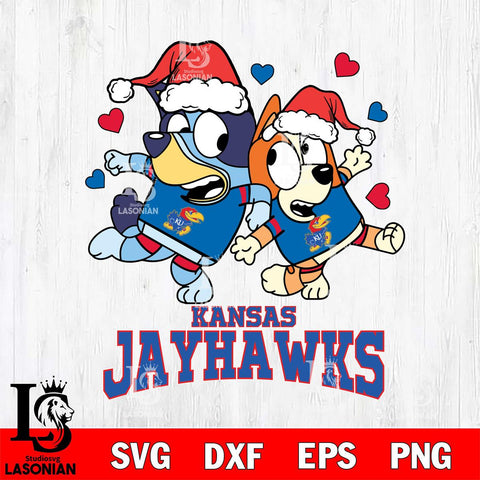 Kansas Jayhawks Bluey Christmas NFL Svg Eps Dxf Png File, Digital Download