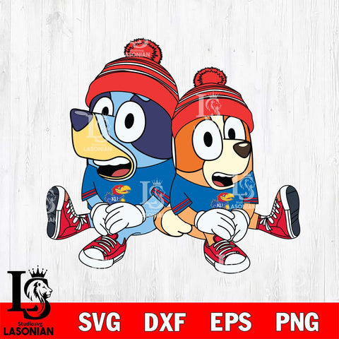 Kansas Jayhawks Bluey & Bingo Christmas Svg Eps Dxf Png File, Digital Download, Instant Download