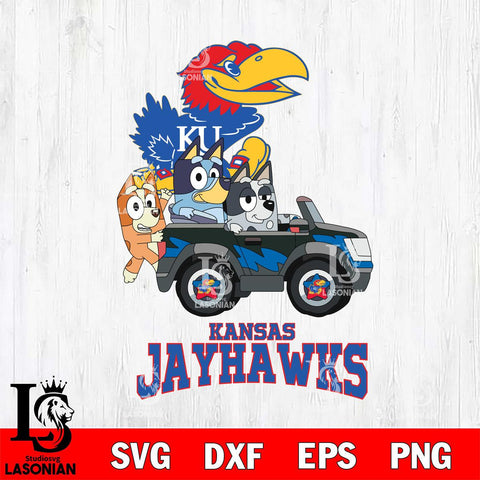 Kansas Jayhawks Bluey friends car Svg Eps Dxf Png File, NCAA svg, Digital Download, Instant Download