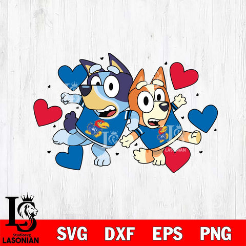 Kansas Jayhawks Bluey heart Svg Eps Dxf Png File, Digital Download, Instant Download