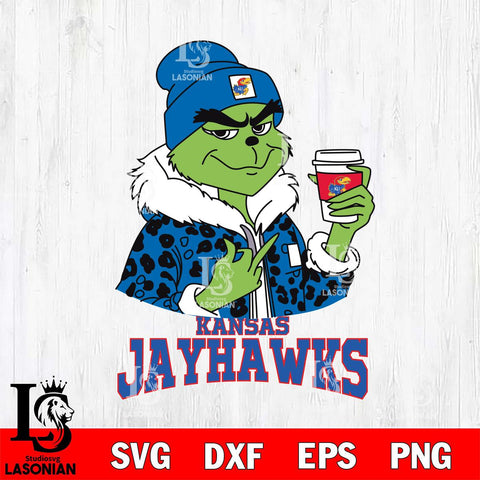 Kansas Jayhawks Boujee Grinch Leopard Christmas Cut Files Cricut, Svg Dxf Eps Png file, Digital download , Silhouette