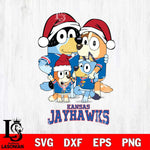 Kansas Jayhawks Christmas Bluey Family Sport Cut Files,Bluey Cricut,Christmas Svg , Bluey svg , Digital Download, dxf eps png pdf file