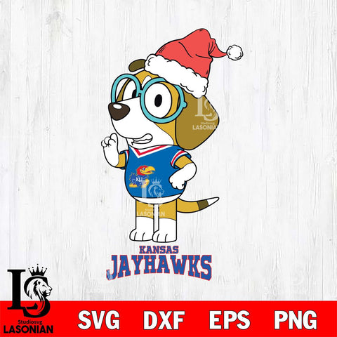 Kansas Jayhawks Christmas Bluey Honey Sport Cut Files,Bluey Cricut,Christmas Svg , Bluey svg , Digital Download, dxf eps png pdf file