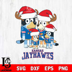 Kansas Jayhawks Christmas Bluey Santa Family Cut Files,Bluey Cricut,Christmas Svg , Bluey svg , Digital Download, dxf eps png pdf file