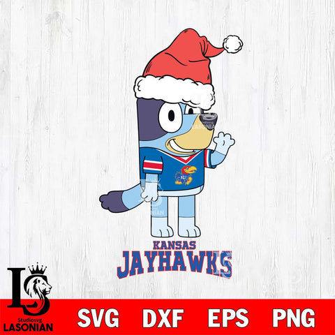 Kansas Jayhawks Christmas Bluey Say Hi Cut Files,Bluey Cricut,Christmas Svg , Bluey svg , Digital Download, dxf eps png pdf file