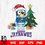 Kansas Jayhawks Christmas Bluey Tree Sport Cut Files,Bluey Cricut,Christmas Svg , Bluey svg , Digital Download, dxf eps png pdf file