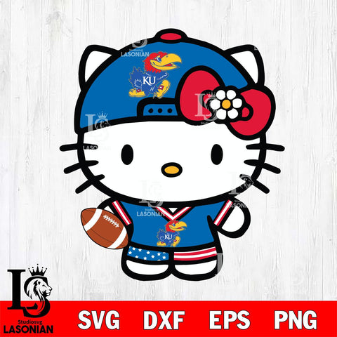 Kansas Jayhawks Cute Hello Kitty Football 10 Svg Eps Dxf Png File, NCAA svg, Digital Download, Instant Download