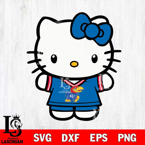 Kansas Jayhawks Cute Hello Kitty Football 6 Svg Eps Dxf Png File, NCAA svg, Digital Download, Instant Download