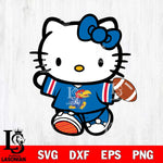 Kansas Jayhawks Cute Hello Kitty Football 7 Svg Eps Dxf Png File, NCAA svg, Digital Download, Instant Download