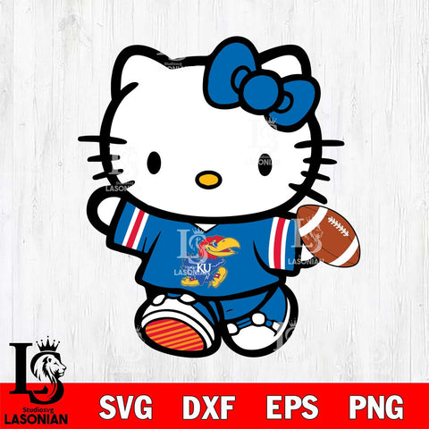 Kansas Jayhawks Cute Hello Kitty Football 7 Svg Eps Dxf Png File, NCAA svg, Digital Download, Instant Download