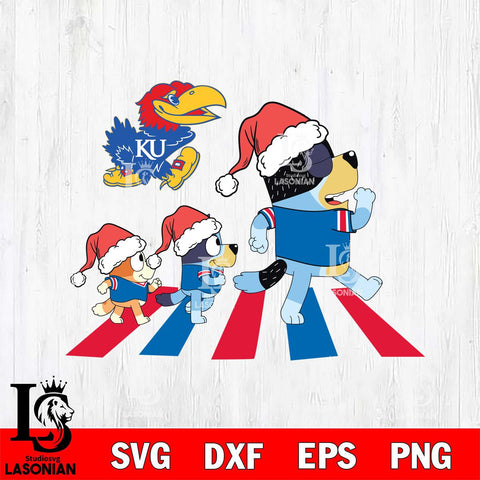 Kansas Jayhawks Family Bluey Walking Christmas Svg Eps Dxf Png File, Digital Download, Instant Download