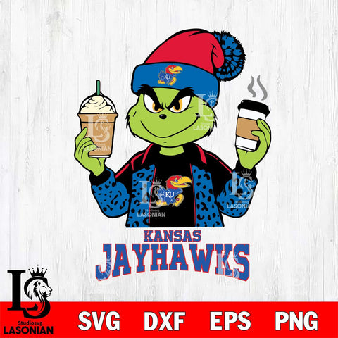 Kansas Jayhawks Grinch 2 coffee Svg Eps Dxf Png File, Digital Download, Instant Download