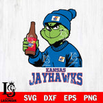 Kansas Jayhawks Grinch Drinking Beer Christmas Cut Files Cricut, Svg Dxf Eps Png file, Digital download , Silhouette