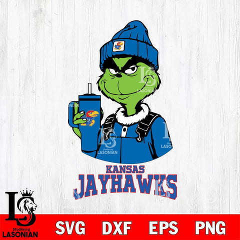 Kansas Jayhawks Grinch Football Christmas Cut Files Cricut, Svg Dxf Eps Png file, Digital download , Silhouette