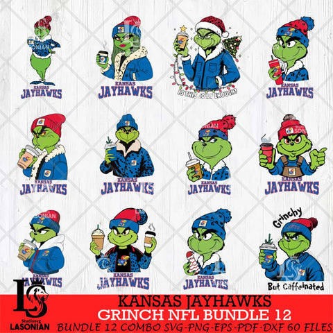 Kansas Jayhawks Grinch NCAA Bundle 12 SVG Eps Dxf Png File, Digital Download, Instant Download