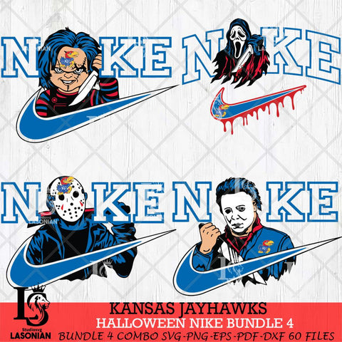 Kansas Jayhawks Halloween Nike NCAA Bundle 4 Svg Eps Dxf Png File, Digital Download, Instant Download