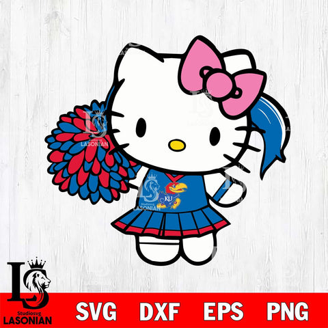 Kansas Jayhawks Hello Kitty Cheerleader 12 Svg Eps Dxf Png File, Digital Download, Instant Download