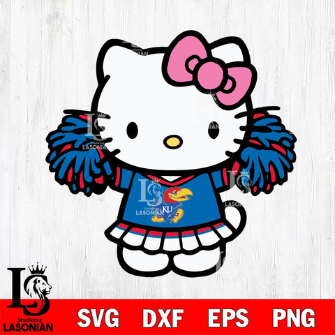 Kansas Jayhawks Hello Kitty Cheerleader 3 Svg Eps Dxf Png File, Digital Download, Instant Download