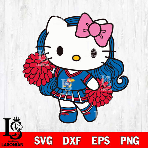 Kansas Jayhawks Hello Kitty Cheerleader 7 Svg Eps Dxf Png File, Digital Download, Instant Download