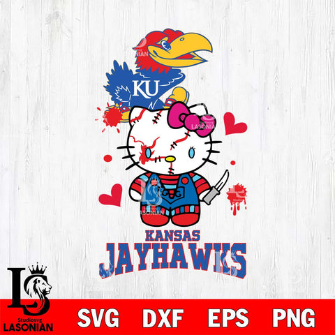 Kansas Jayhawks Hello Kitty Horror 2 Svg Eps Dxf Png File, Digital Download