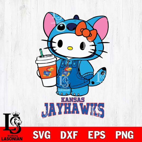 Kansas Jayhawks Hello Kitty Stitch Svg Eps Dxf Png File, NCAA svg, Digital Download, Instant Download