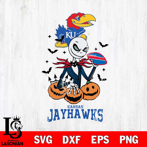 Kansas Jayhawks Jack Skellington 2 halloween Svg Eps Dxf Png File, NCAA svg, Digital Download, Instant Download