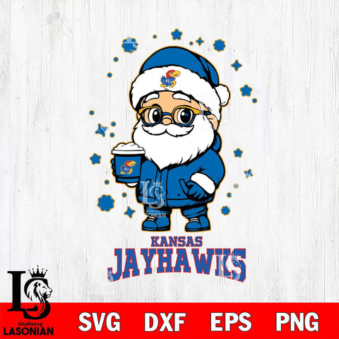 Kansas Jayhawks Santa Claus Coffe Svg dxf eps png pdf file,NCAA svg,Digital Download,Cricut file