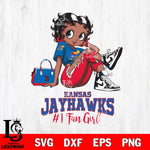 Kansas Jayhawks #1 Black Fan Girl Betty Boop, Svg Eps Dxf Png File, Digital Download