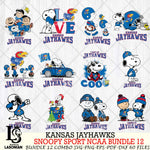 Kansas Jayhawks  Snoopy NCAA Bundle 12 SVG Svg Eps Dxf Png File, Digital Download