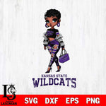 Kansas State Wildcats Beautiful Black Fan Girl, Svg Eps Dxf Png File, Digital Download