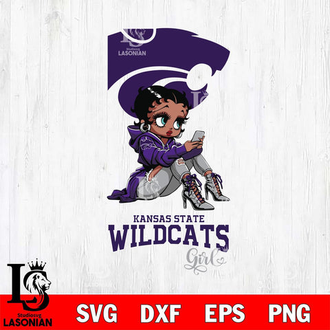 Kansas State Wildcats Beauty Black Fan Girl Football, Svg Eps Dxf Png File, Digital Download