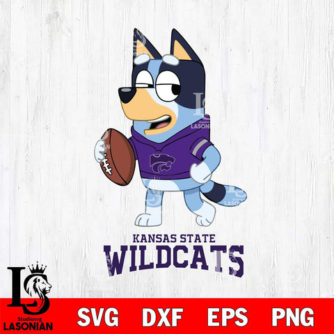 Kansas State Wildcats Bluey Football Sport Svg Eps Dxf Png File, Digital Download ,Instant Download, Cricut File