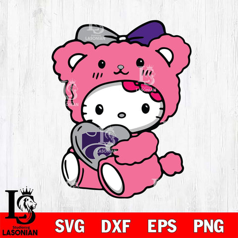 Kansas State Wildcats Cute Hello Kitty 3 Svg Eps Dxf Png File, Digital Download, Instant Download