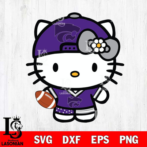 Kansas State Wildcats Cute Hello Kitty Football 10 Svg Eps Dxf Png File, NCAA svg, Digital Download, Instant Download