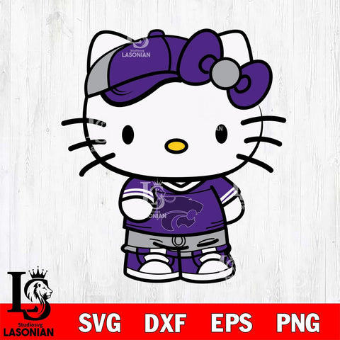 Kansas State Wildcats Cute Hello Kitty Football 2 Svg Eps Dxf Png File, NCAA svg, Digital Download, Instant Download